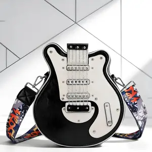 Street Style Guitar Design Handbags, Casual Crossbody Bags for Women, Sling Purse, Gifts for Girlfriend, Slingbag, PU Leather Y2K Trendy Shoulder Bag for Women, Vintage Stylish Crossbody Messenger Bag for Daily Party Use Boho Style Crossbody