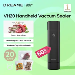 Dreame VH20 Handheld Vacuum Sealer, 5L/min High-Speed Pump, Dry & Moist Food Modes, Auto Stop, Waterproof Design, Seal Meal Saver, Portable Food Sealer, Comes with 20 Reusable Vacuum Bags for 6X Preservation & Fresh