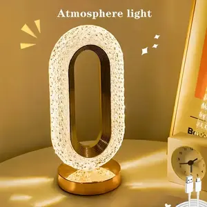 Touch Table Lamp Star Moon Shape, 3 Colors Bedside Crystal Lamp, Decorative Lamp, Cute Atmosphere LED Light, Suitable for Bedroom Living Room Office Dining Outdoor Camping