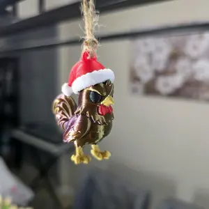 Puerto Rico Gallito Wearing Santa Hat Christmas Ornament | Rooster wearimg Santa Hat | Boricua Pride Gift, Puerto Rican Ornament