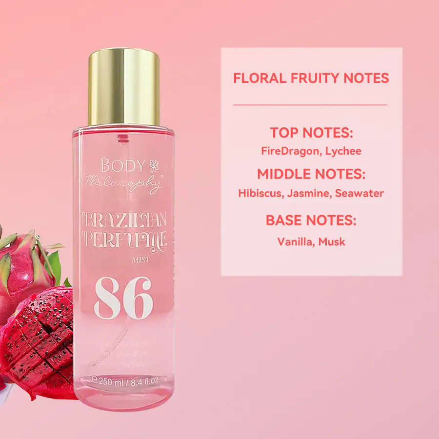 Fresh Floral Fruity Sensation  pheromone  Brazilian Body&Hair Mist- Warm Sweet Hibiscus Jasmine Vanilla Blend Solid 250ml Light Feminine spray luxury unisex arabian perfume