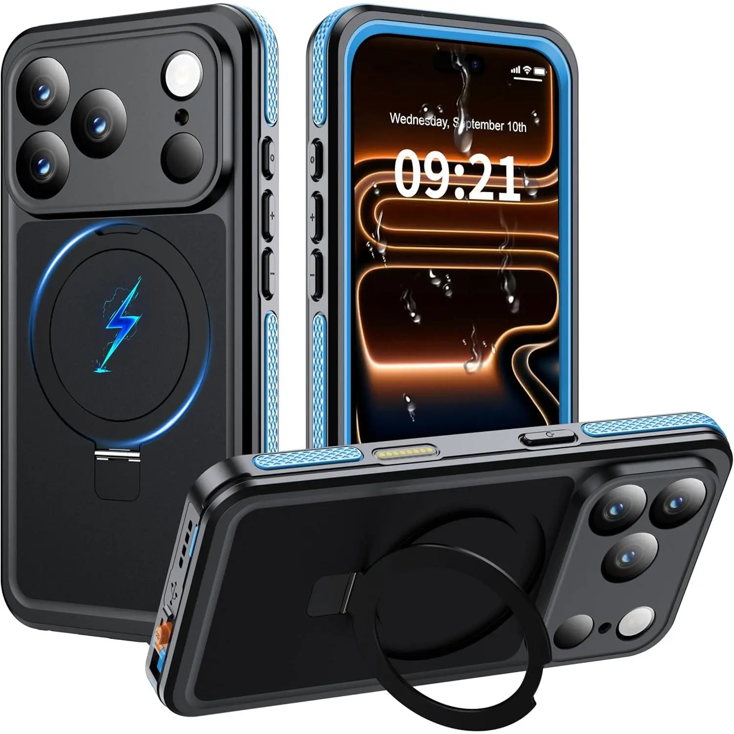 Magnetic for iPhone 17 Pro Case Waterproof, Built in Screen Protector [Compatible with MagSafe] [Invisible Stand] [IP68 Underwater], Full Body Protection Phone Case 6.3'', Black