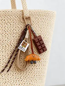 Creative Practical Keychain Pendant Bagel Bread Charm, Melange Style Small Hanging Accessory, Unique Gift Idea for Everyday Use