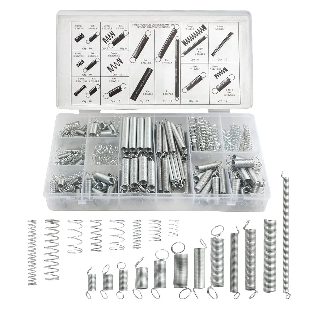 XINGYHENG 200Pcs 20-Kinds Zinc Plated Steel Coil Spring Wire Assortment Kit, Industrial & Scientific Metal Repair Tool for Hardware Extension, Compression Needs