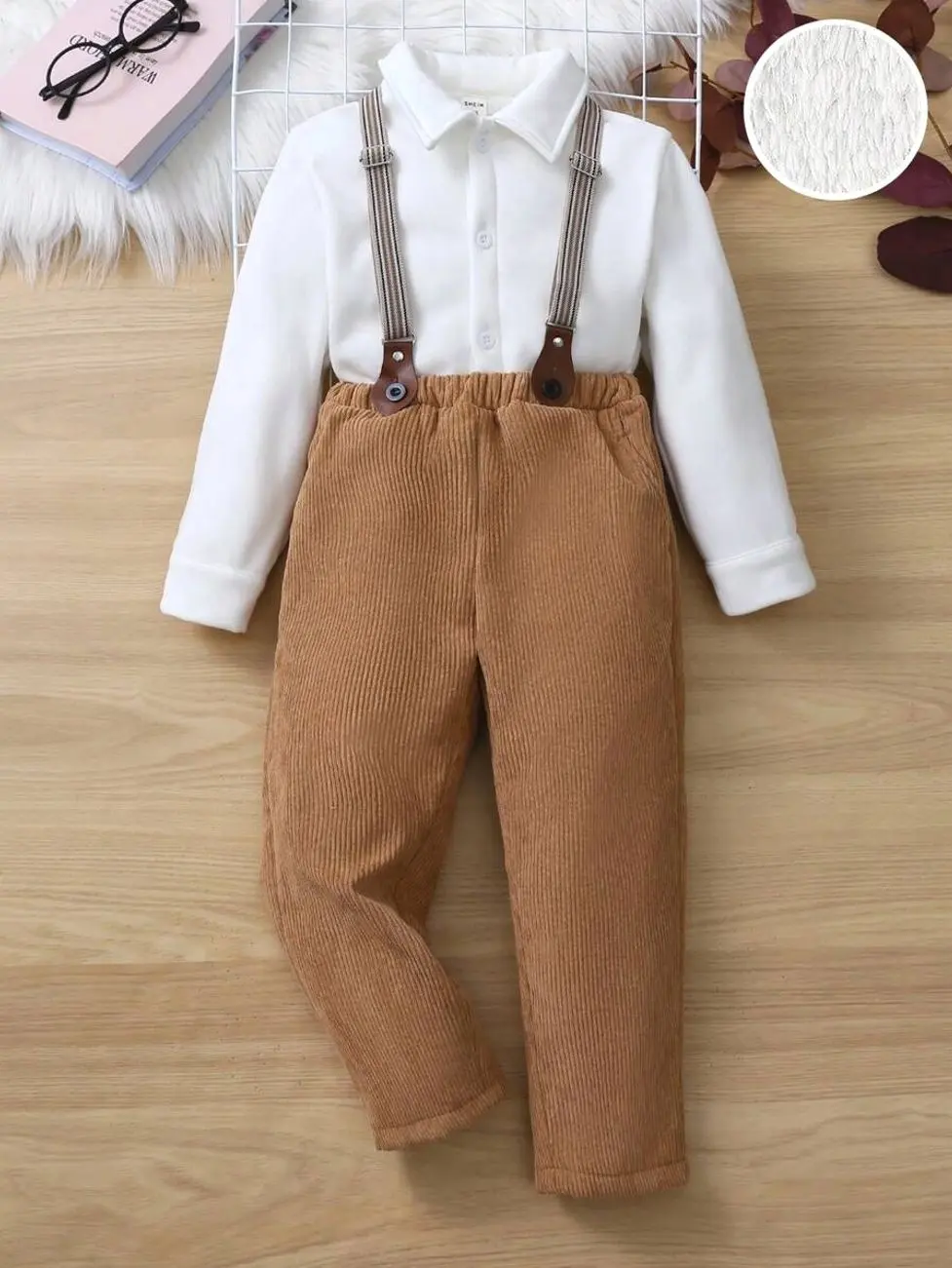 Kids clothing boys - Toddler Boys Thermal Shirt & Suspender Pants Set, Warm Long Sleeve Winter Outfit for Holiday Parties kids stuff boys clothing cute clothes set kid stuff for boys boy gifts