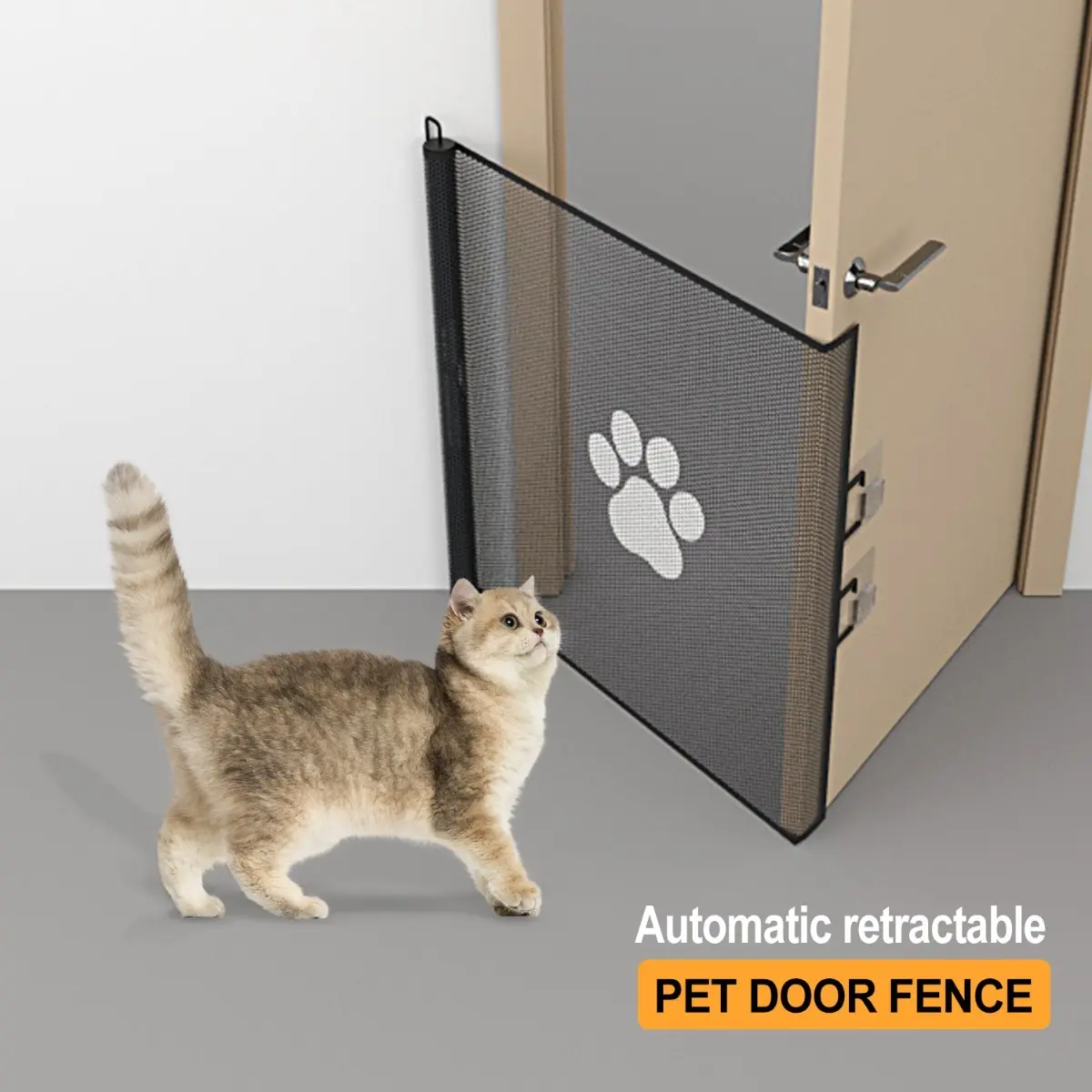 Pet Door, Duty Dog Gate for Stairs & Doorways, Tall Adjustable Pet Safety Gate with Breathable Mesh Screen, Indoor Stair Barrier Fits Wide Openings