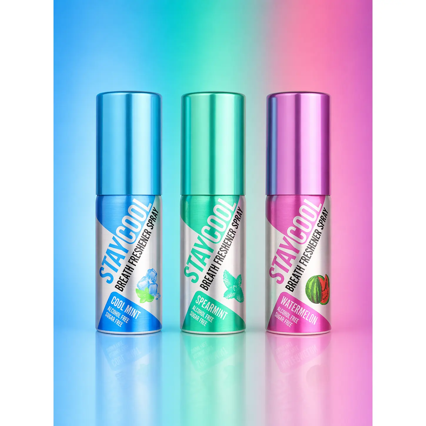 Mint Duo Plus Watermelon Breath Freshener Sprays - Cool Mint, Spearmint, Watermelon 3-Pack