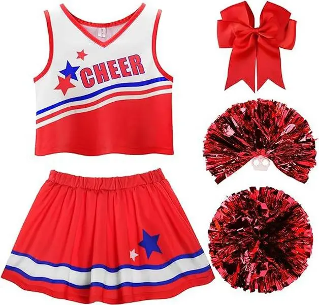 Cheer Uniform Kids Cheerleader Costume, Girls Cheer Outfit for Cheerleading Practice Cosplay