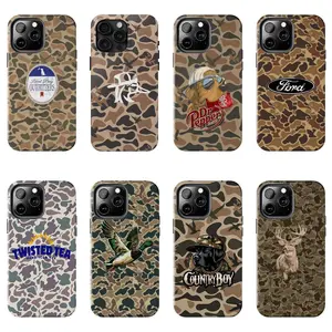 Country Life Camouflage Collection - Outdoor Sportsman & Retro Beverage Graphics - Rugged Tactical Phone Shell - Phone Cover for iPhone 7-17 Pro Max / for Samsung S21-S25 Ultra