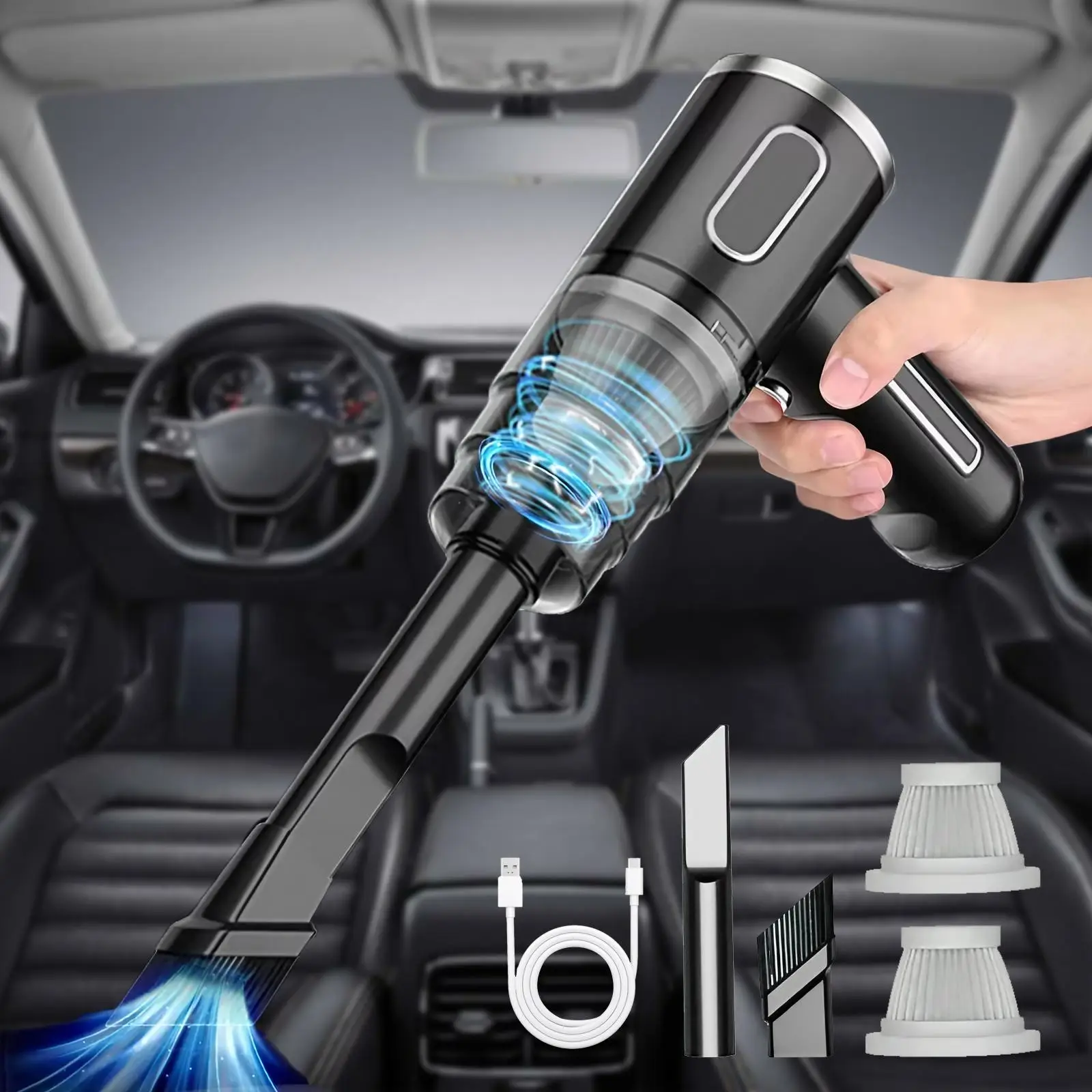 Wireless Handheld Car Vacuum Cleaner, Rechargeable Car Vacuum Cleaner, Handheld Cordless Vacuum, Super Suction Powerful Mini Vacuum Cleaner with Dual