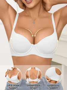 Comfortable Jelly Bra with Adjustable Straps, Medium Support Underwire Bra, Fit, Casual Plain Smooth Design, All Seasons Wear, Ladies' Daily Lingerie