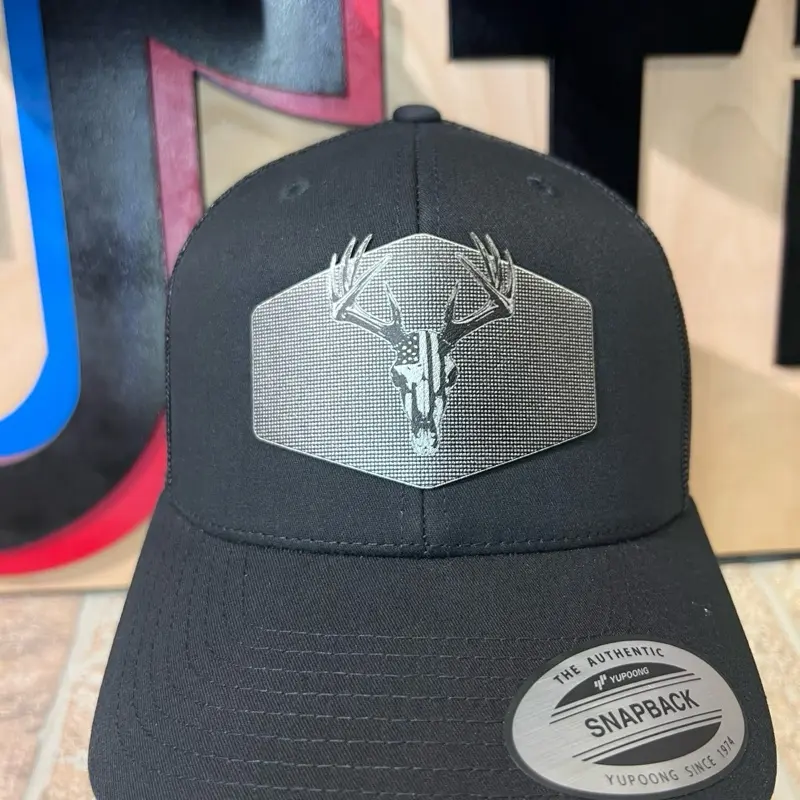 Yupoong 6606 Authentic Snapback Hat with Deer Skull Patch