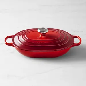 Le Creuset Cerise Red Enameled Cast Iron Covered Oval Casserole Dish, 3.75 Qt