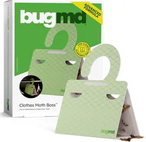 BugMD Clothes Moth Boss Traps Green - Sticky Glue Pheromone-Based Trap for Closets, Cabinets, Wardrobe & Pantry - Non-Toxic Pest Control Effortless Design Protect Fabric