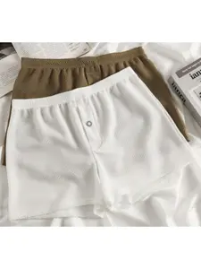 Premium 2-Pack: Men's Loose-Fit Casual Classic Icy Silk Plain Boxers, All-Season Breathable Underwear for Daily Comfort
