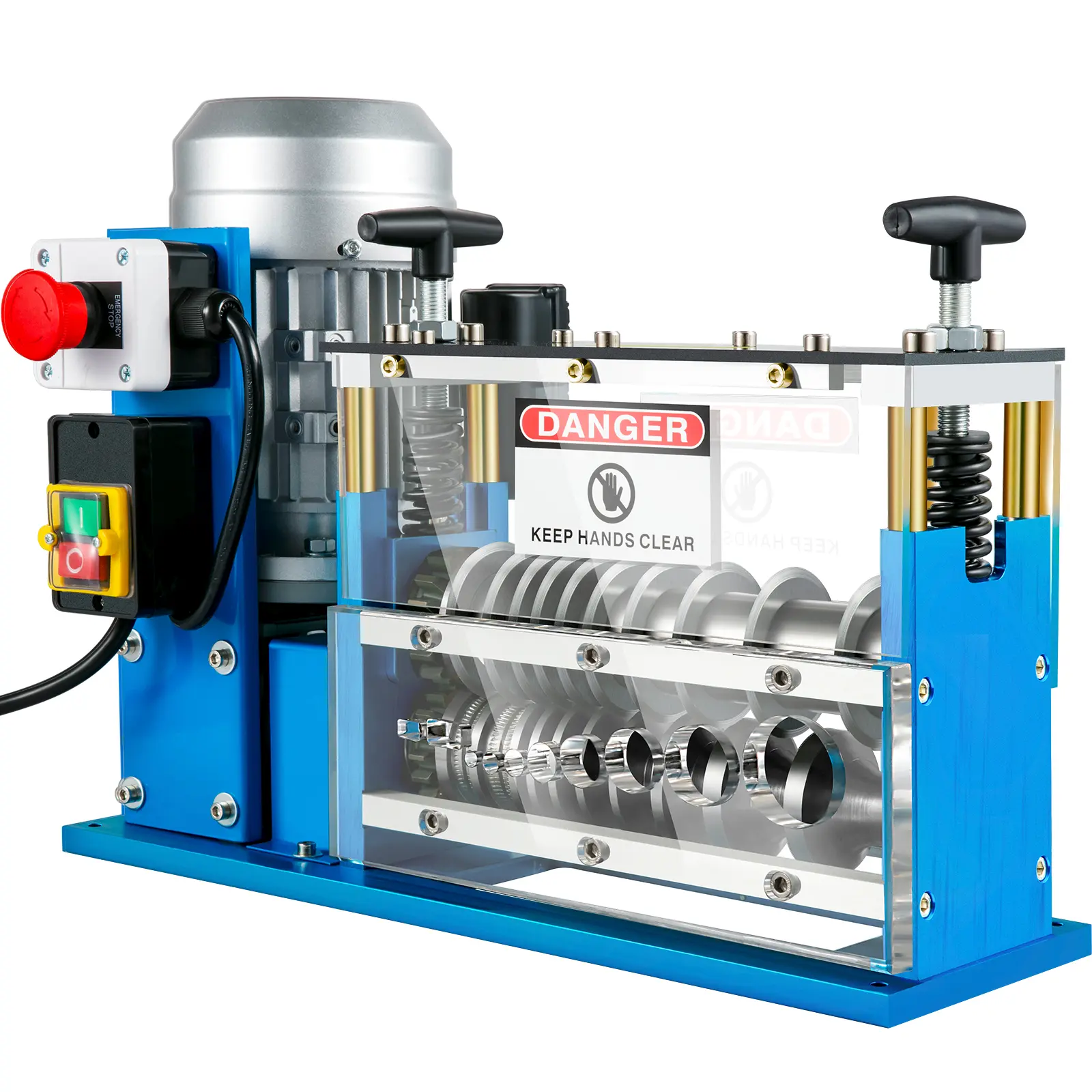 VEVOR Heavy Duty Automatic Wire Stripping Machine, 370W Motor Hardware Tool with Handle, 0.06-1.5 inches Range, 75 ft/min Speed, 11 Channels, 10 Blades, Emergency Stop, Plastic/Rubber Wire Compatibility, Copper Recycling Use, Security Design