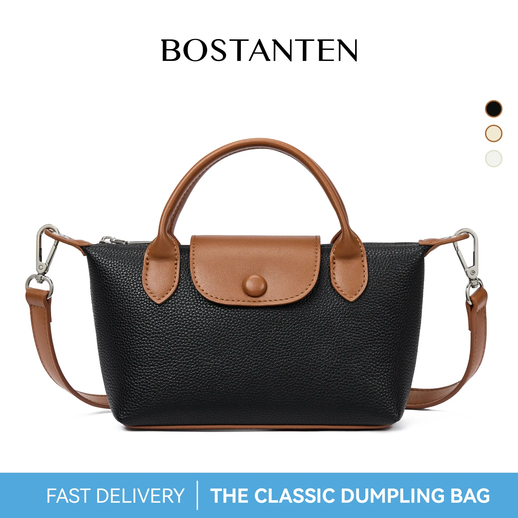 Bostanten Women's Small Vegan Leather Crossbody Hobo Handbag - Top Handle Business Casual Elegant Minimalist Casual Commuter Purse for Daily Use, Travel, Business Casual Handbag