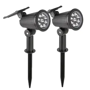 Outdoor Solar Spotlights, Bright 7-LED Landscape Lights, Waterproof Sunset to Sunrise Flag Pole Lights, Adjustable 2-In-1 Ground/wall Mount