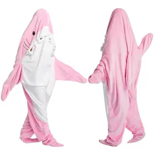 Shark Blanket Hoodie Onesie For Adult  Cozy Flannel Throw Wearable Animals Costume For Christmas Gifts