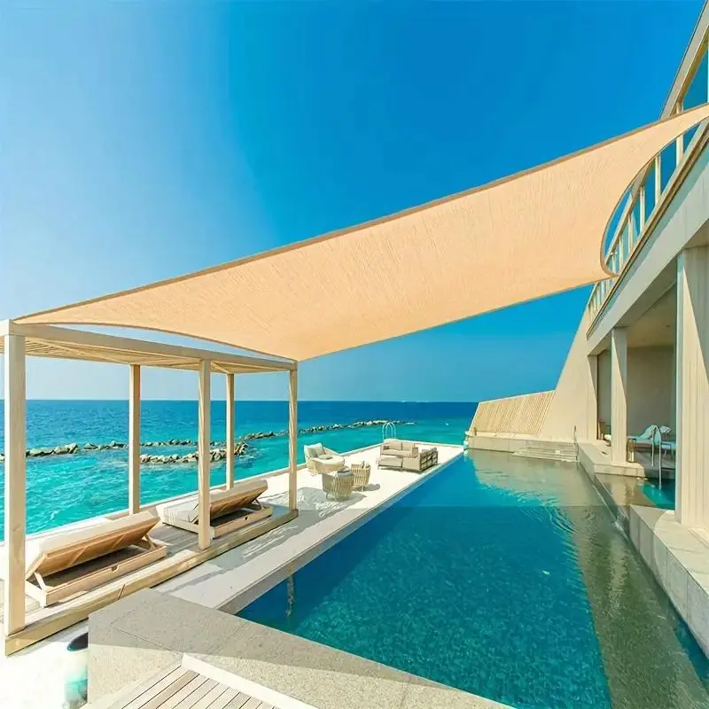 Durable Sunshade 157x118 Feet Large Outdoor Patio Shade Sunshade Sail, UV Protection Polyester Fabric, 71% Shading Rate, Ideal for Beach Poolside Garden, Beach Shade Canopy, Sun Shades Outdoor Patio