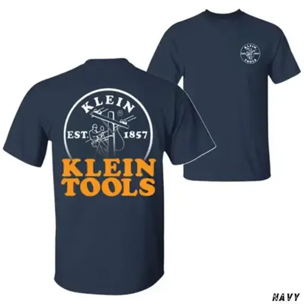Klein Tools Lineman Logo T-Shirt, Electrician Work Shirt, Utility Powerline Worker Tee, Blue Collar Tradesman Gift for Men, Shirt for Men