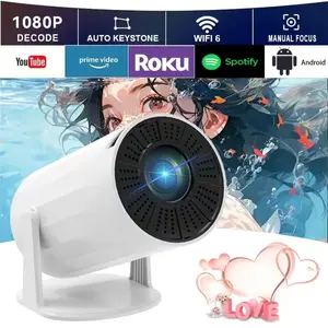 Mini Smart Projector withAndroid 11,4K/720P Portable Projector withWiFi&BT, Auto Keystone Correction, 130" Screen,180 Degree Flip home theater projector Audio Wireless Speaker Remote, mini projector