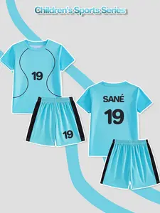 Children's football suit two-piece set, name SANÉ, number 19 - breathable and quick-drying youth sports jersey and shorts set, suitable for boys' football training, competitions and outdoor sports