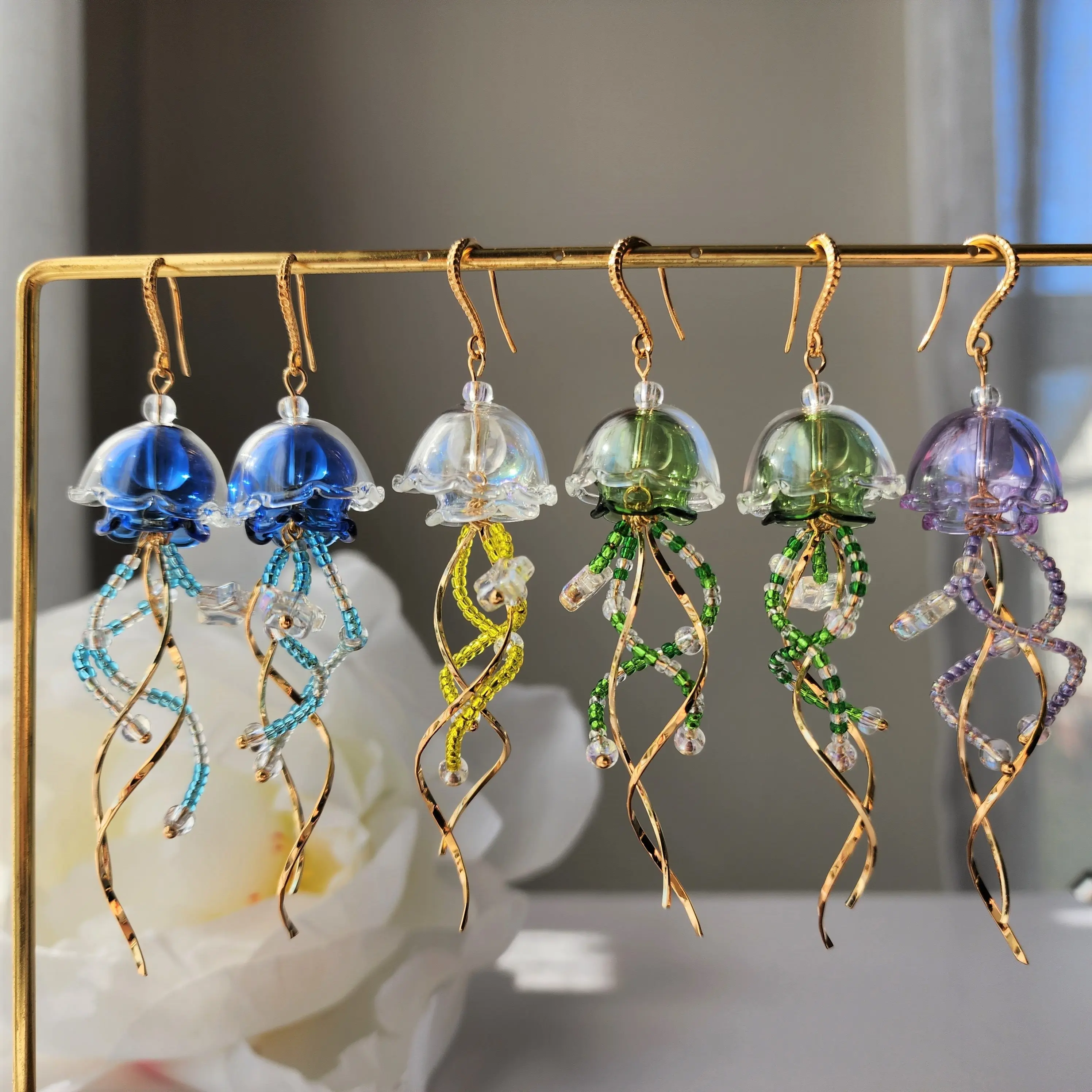Sparkling Jellyfish Dangle Earrings