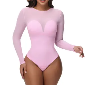 SHAPSHE Long Sleeve Bodysuits Womens Tummy Control Mesh Shapewear Corset Going Out Tops Fall Outfits Womenswear SpringStatements