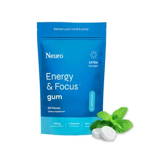 Neuro Extra Strength Energy Caffeine Gum/Mints for Energy & Focus (90 Pieces) - Sugar-Free with L-theanine, Caffeine, Vitamin B12 & Vitamin B6 - Peppermint Flavor