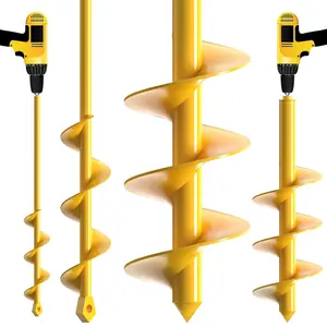 Garden Auger Drill Bit for Planting - Pack of (2) - 2 x 14.5 Inch & 3.5 x 16 Inch, Ground Spiral Drill Bit & Bulb Planter Tool, Bedding, Umbrella Holes- Fit with 3/8" Hex Drive Drill Heavy Duty torx plusfathersdaygifts