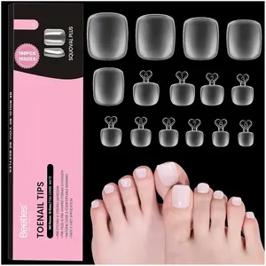 Beetles Toe Nail Tips-  Long Wider Nail Tips for Big Toes Pre-etched Double Matte Full Cover Press on Toenail Extensions Set for Women Home DIY