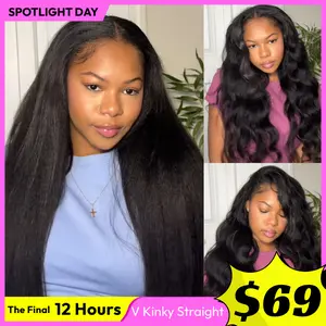 【Blend Natural】UNice Upgrade V Part Glueless Kinky Straight Human Hair Wig with Drawstring No Leave Out Beginner Friendly Easy to Install ##Summervibes#SpolightDay