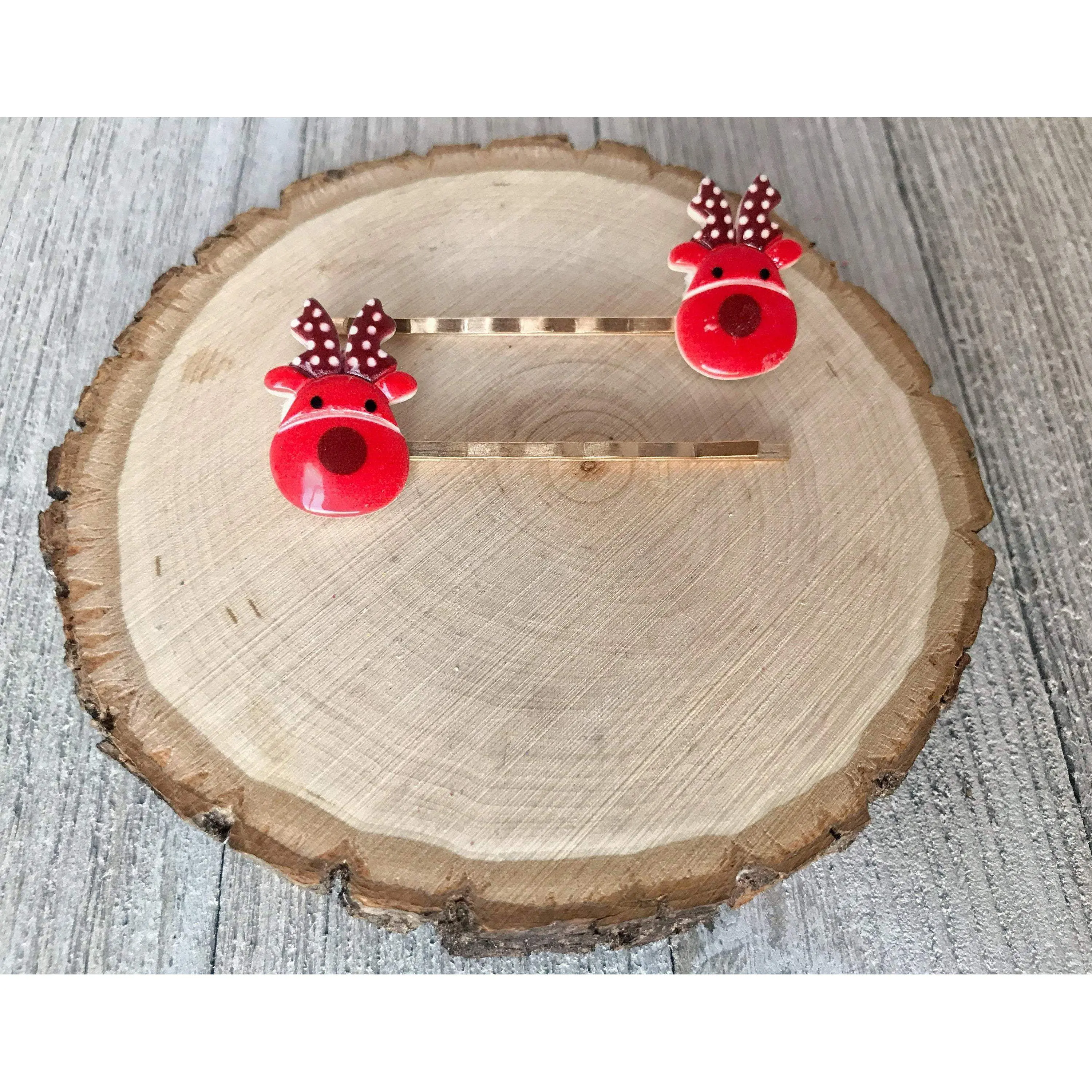 Reindeer Hair Pins - Set of 2 Festive Bobby Pins