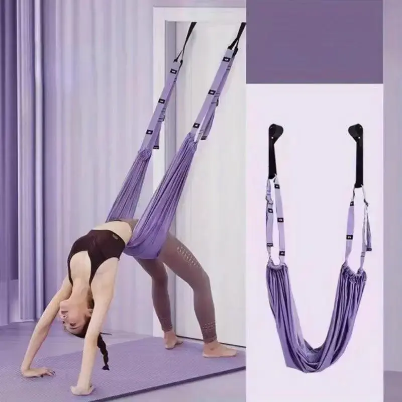 Leg Stretching Training Aid Straps - Strong, Flexible Hip Stretching Straps with Door Anchor, Lower Back Support Tool for Home Yoga Workouts to Boost Flexibility & Relieve Tight Muscles
