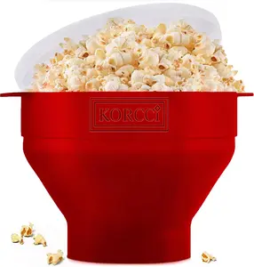 Microwave Popcorn Popper Silicone Bowl Collapsible No Oil Healthy Popcorn Maker BPA-Free Dishwasher Safe