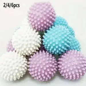 2/4/6pcs Reusable Laundry Cleaning Balls, Magic Anti-Tangle Fur Collector, Hair Remover, Washer and Dryer Cleaner, Non-Electric Soft Wash Tool