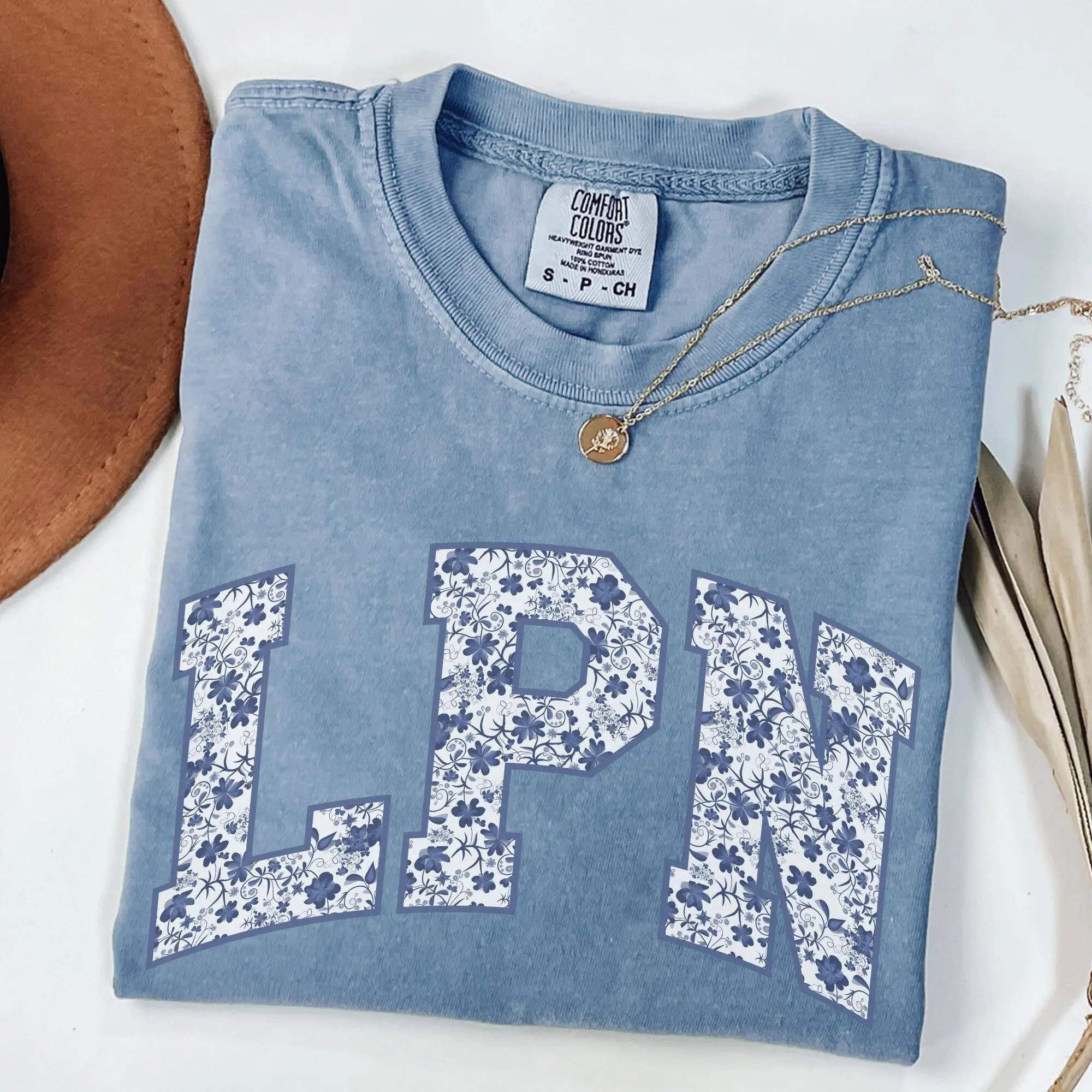 Comfort Colors Toile LPN Nurse Shirt, Licensed Practical Nurse tee, Floral LPN Tee, Chinoiserie LPN Graduation Gift, Nurse Week Fabric Womenswear