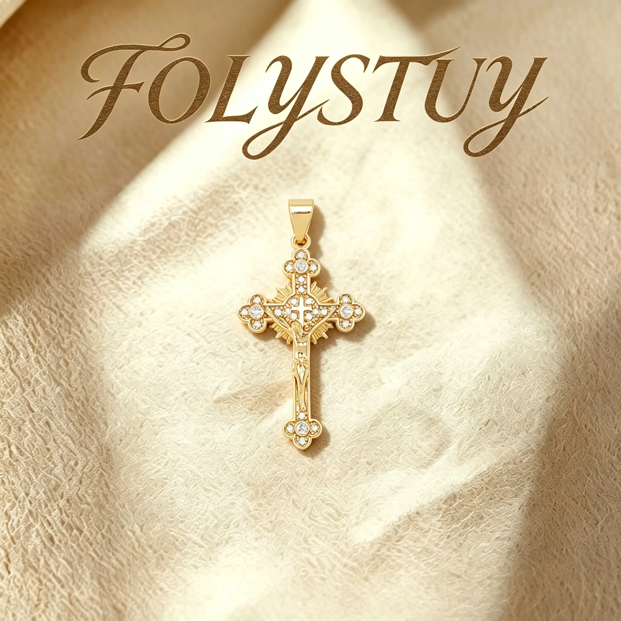 FOLYSTUY (K144) 14k gold cross handcrafted pendant, can be paired with 14k twisted wire for wearing。Y150.Y151