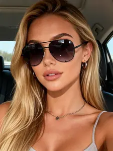 1pc Women Pilot Metal Frame Fashion Glasses For Outdoor Driving Street Style Beach Party Accessories Metal Frame Aviators High Quality Eyewear