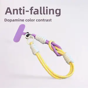 High-Quality Phone Handheld Lanyard Wrist Strap Keychain, Dopamine Color Block Pendant, Random Colors Available