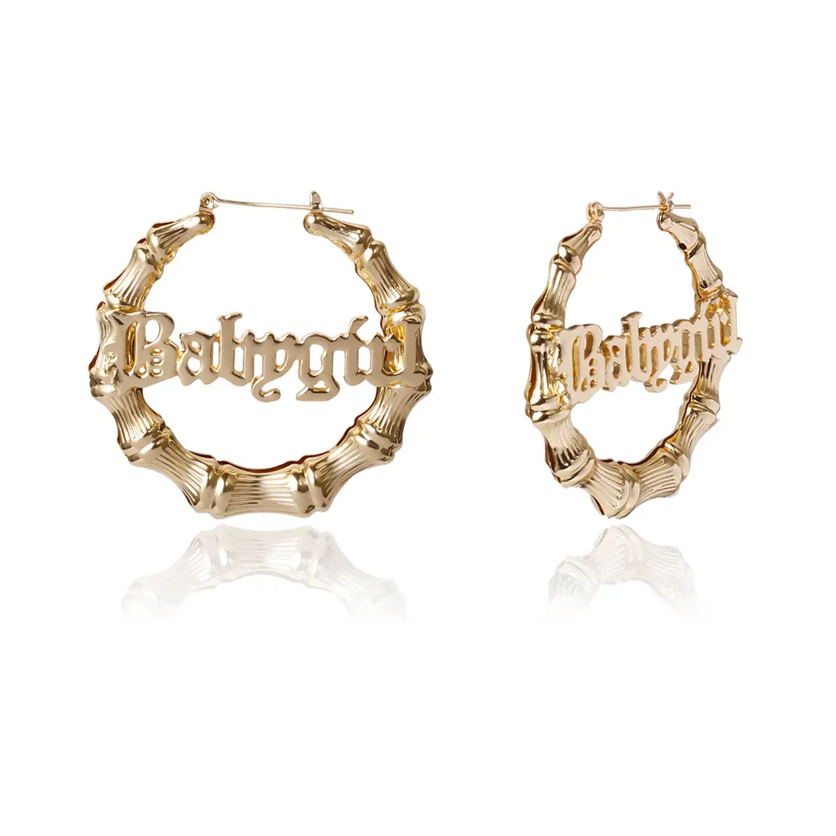 Hollow design letter earrings for women, exaggerated bamboo ring, personality party jewelry, y2k hip-hop jewelry for gifts