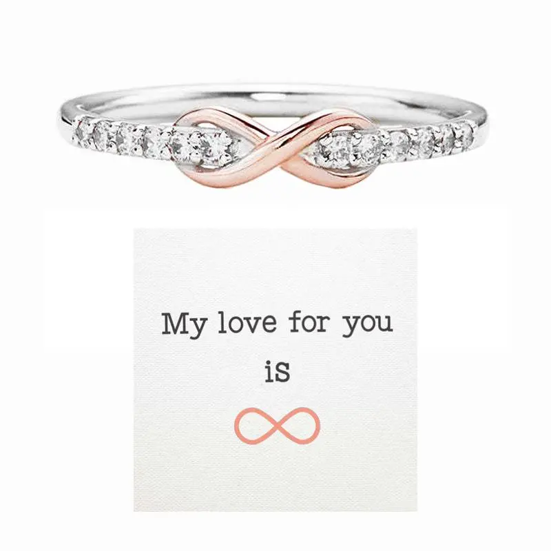 Pink Geometric Promise Ring - Forever Best Friends Endless Loop, Continuous Loop Design Eternity Costume Jewelry Ring for Symbolic Commitment