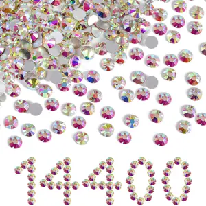 Beadsland Flatback Rhinestones Bulk,14400pcs AB Crystal Rhinestones for Nails Crafts Clothes DIY Decoration, SS10, 2.7-2.9mm
