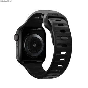 2026 NEW Waterproof Silicone Bands for Apple Watch 49mm 46mm 45mm 44mm 42mm 41mm 40mm 38mm Classic Black & Vibrant Orange Sport Straps