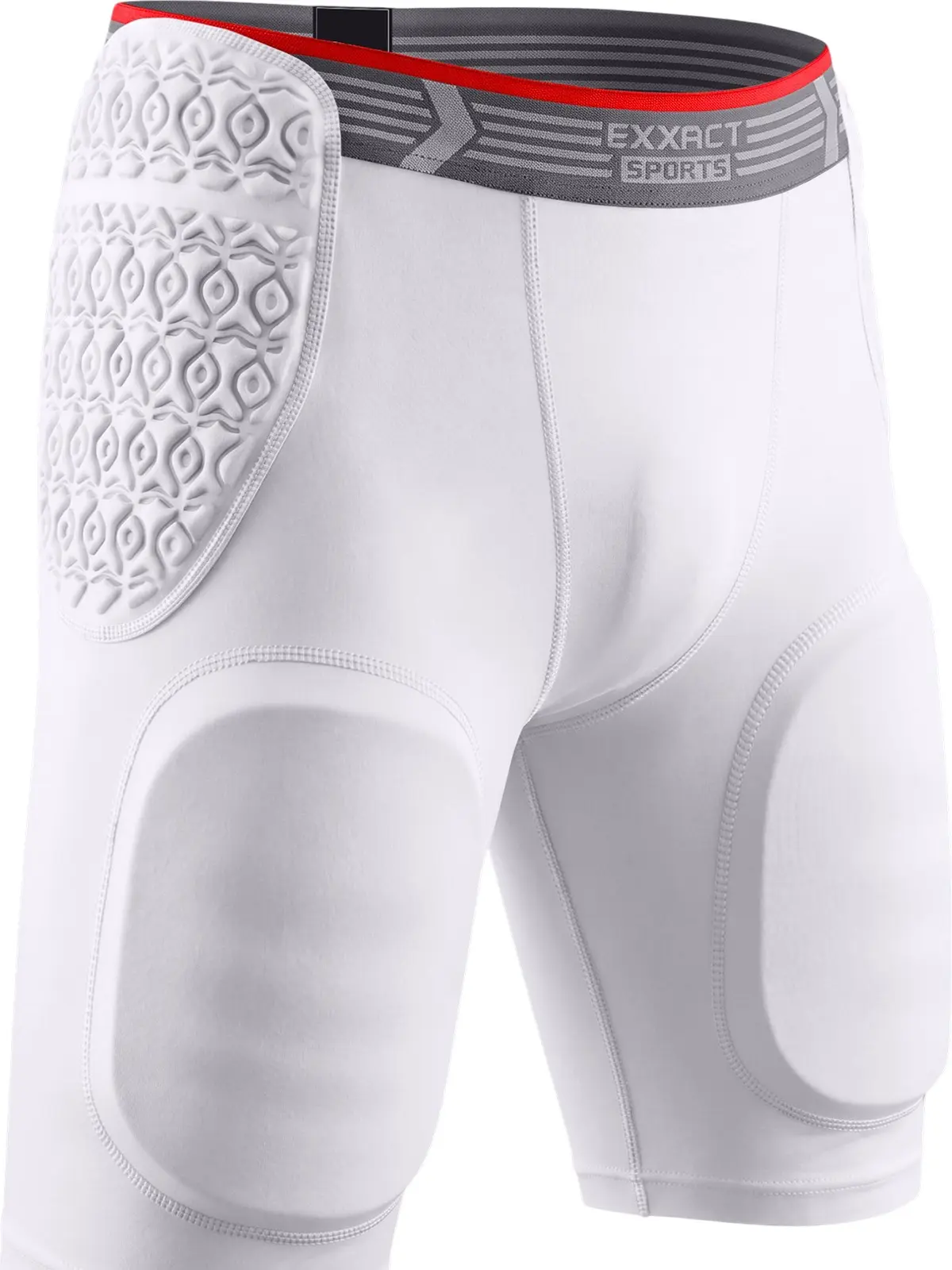 Exxact Sports Rebel 5-Pad Adult American Football Girdle - Lightweight 4-Way Stretch Compression Shorts with Integrated Padded Zones (Hips, Thigh, Tailbone), Cup Pocket, Extended Fit for Men's American Football, Adults, Male, Integrated Hips, Multi-Size,,
