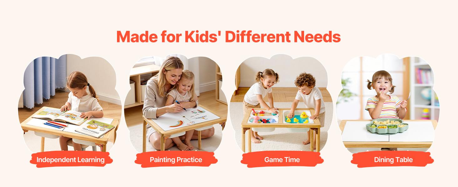 VEVOR Pine Folding Activity Table for Toddlers, Foldable Wooden Play Desk with Double-Sided Board, Storage Bins, Non-Slip Feet, Toddler Art Desk for Kids' Sand-Water Play, Drawing, Studying#BackToSchool VEVOR Pine Folding Activity Table for Toddlers, Foldable Wooden Play Desk with Double-Sided Board, Storage Bins, Non-Slip Feet, Toddler Art Desk for Kids' Sand-Water Play, Drawing, Studying#BackToSchool