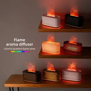 Flame Essential Oil Diffuser, Desktop Colorful Flame Diffuser Humidifier, 7 Colour Lights Noiseless Essential Oil Diffuser with Auto Off, Aroma Diffuser Humidifiers