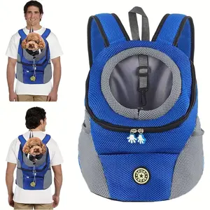 Breathable Mesh Dog Backpack, Adjustable Shoulder Strap & Safety Belt & Side Bag, Comfortable Pet Travel Bag, Suitable for Small Dogs & Cats