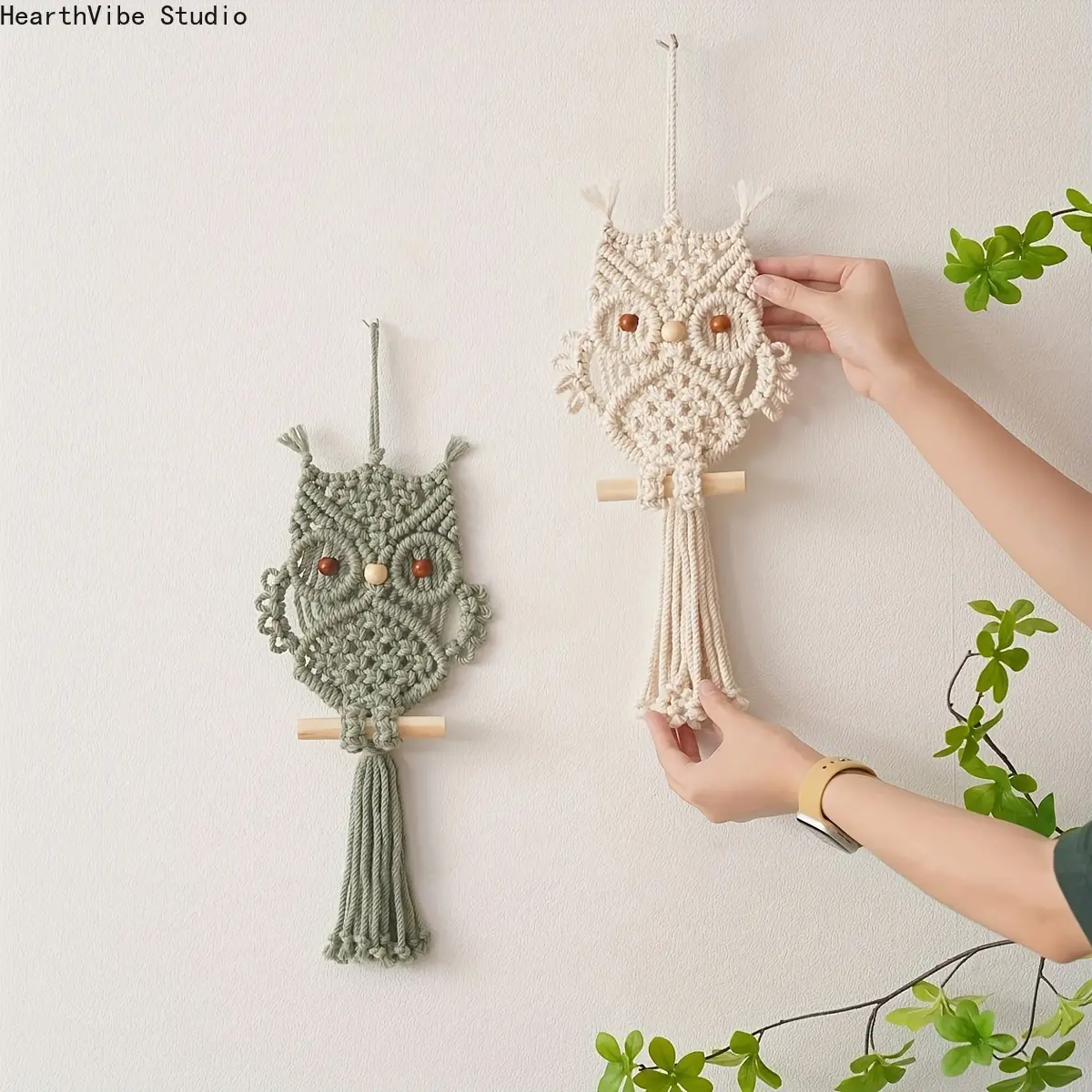 Handmade Bohemian Macrame Owl Wall Hanging - Tassel Decor, Bohemian Tapestry Style Hangable Accessory for Camping-Hiking Hammocks, Home Decoration & Whimsy Room Accent, Room Decorations, Outdoors, Animals, Indoor/Outdoor, Artisanal Weave, Cool Room Decor